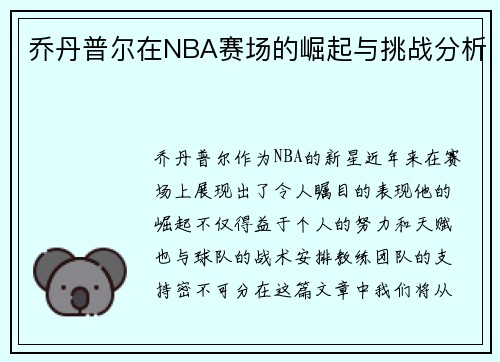 乔丹普尔在NBA赛场的崛起与挑战分析